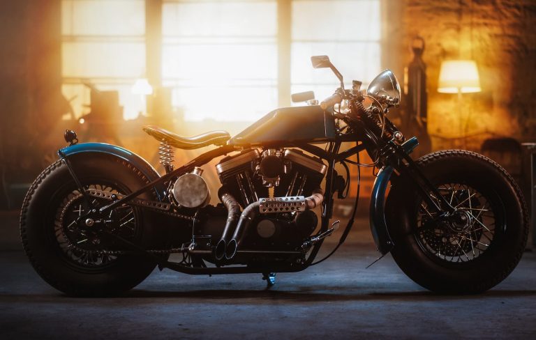 best color temperature for garage lighting - motorcycle against warm light